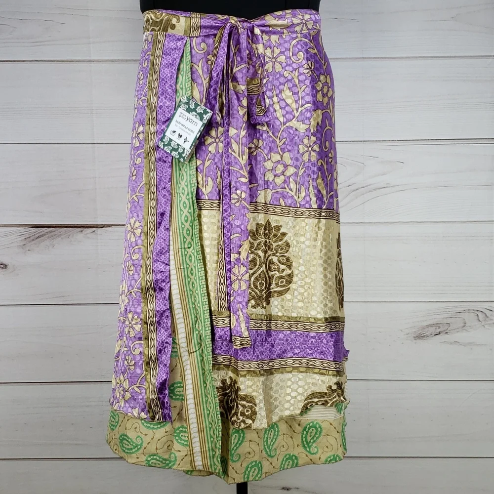 Darn Good Yarn Sari Silk Wrap Skirt Tea Goddess - Picture 1 of 16